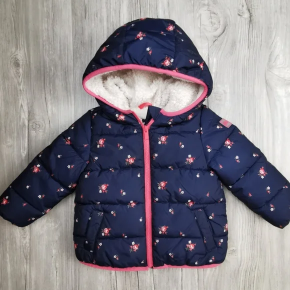 3 YEARS GAP, Floral Plush Winter Puffer Jacket, Hooded EUC - Picture 2 of 4